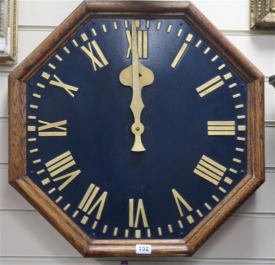 An oak cased Synchronome electric wall clock, clock 4ft 2in.